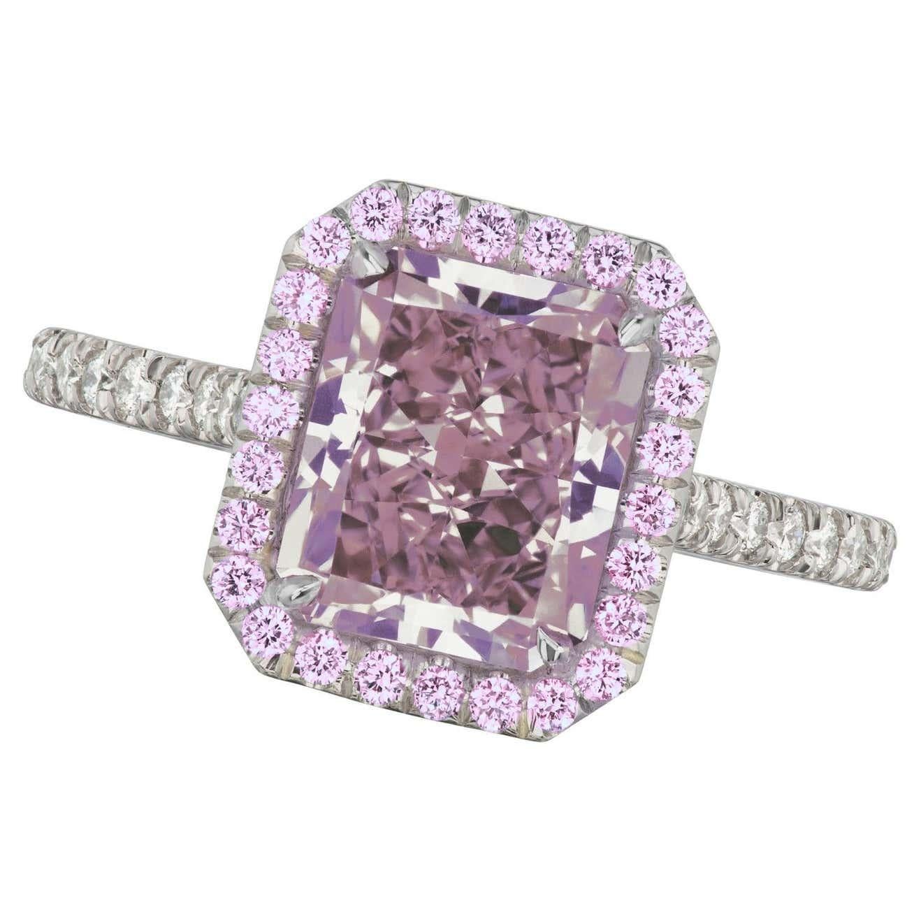 I Flawless GIA Certified Radiant Cut Fancy Light Pink Diamond Halo Ring