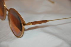 i h-i Koln Polished Gold Titanium with Hand-Carved and Polished Wood Sunglasses