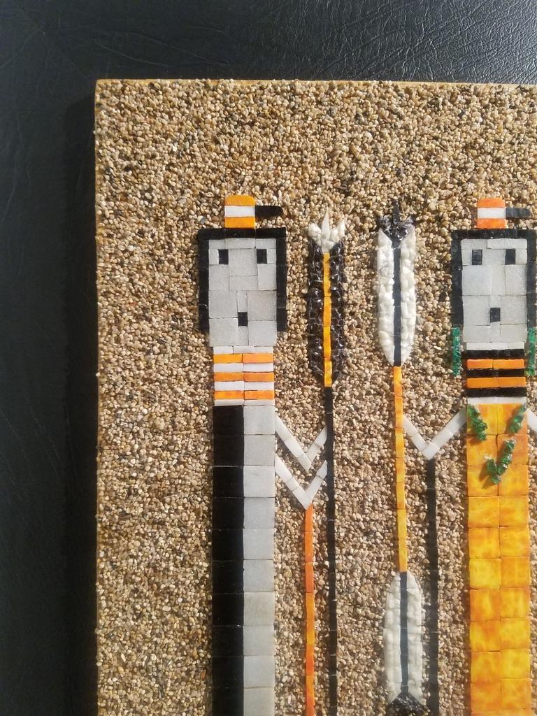 Panneau de mosaïque Yei Dancers de style Navajo du milieu du siècle par I. Henry, Californie années 1960 en vente 13