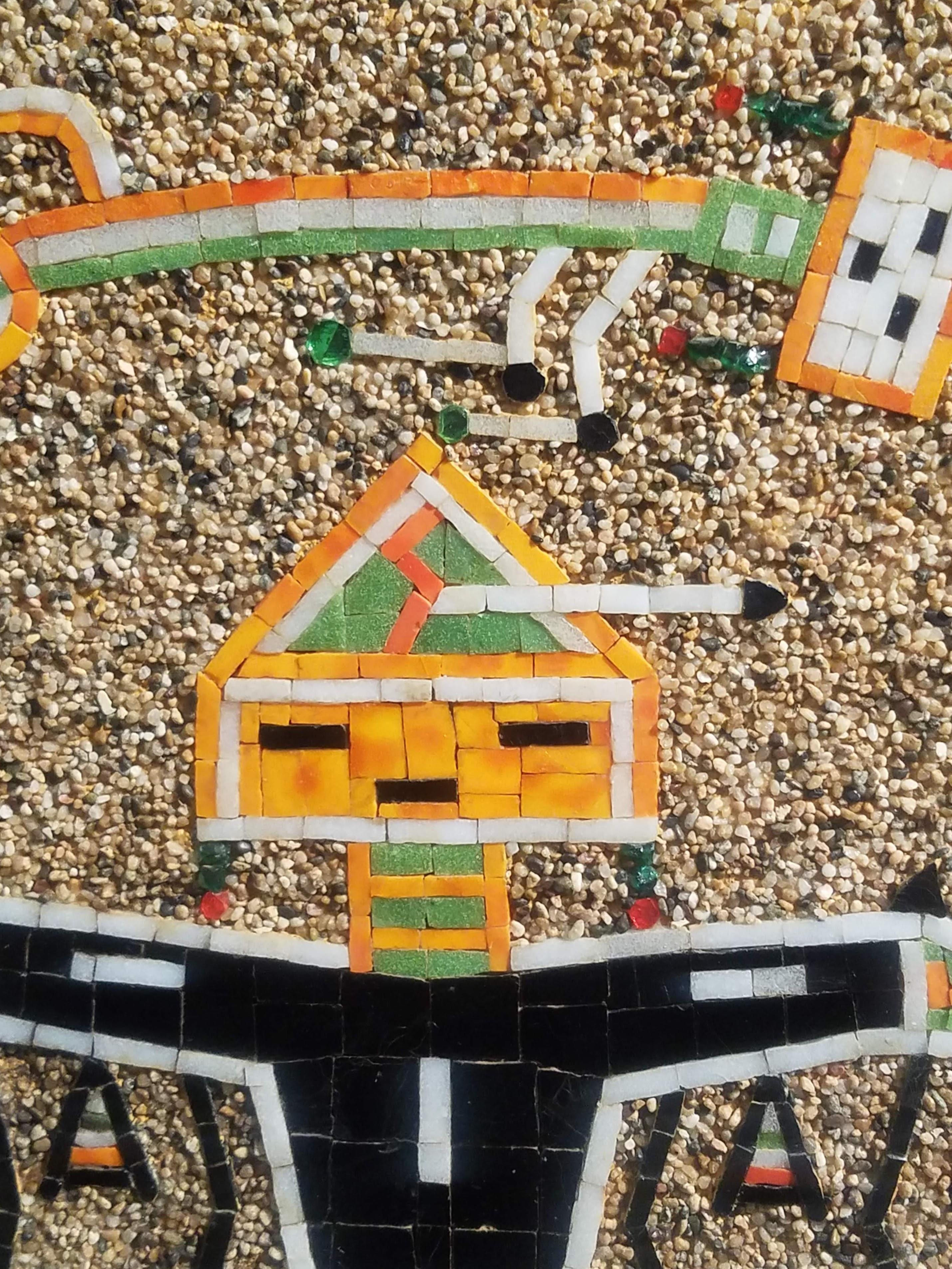 Navajo-Style Thunderbird Sand Painting Mosaic Panel, Mixed Media, 1960s CA. For Sale 4