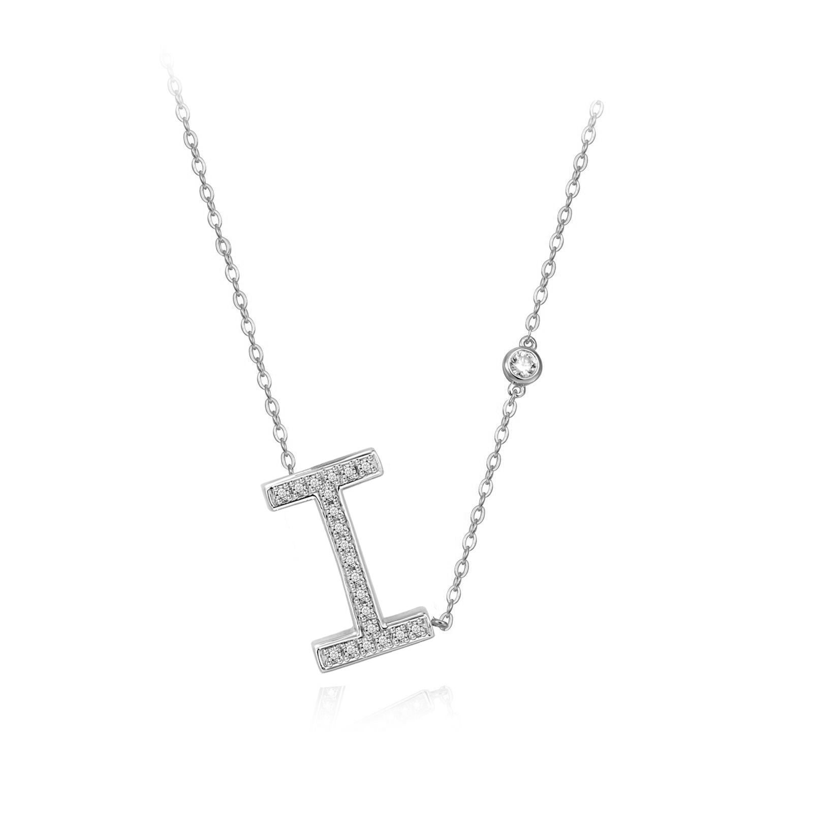 Modern I Initial Bezel Chain Necklace For Sale