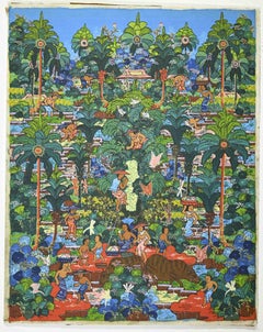Balinesische Landschaft - Tempera von I Ketut Soki - 1960er Jahre