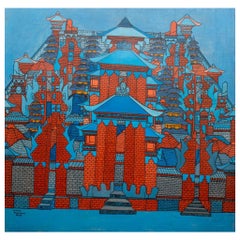 I Ketut Tagen "Temple Scene" Acrylic on Canvas
