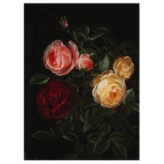 I. L. Jensen, School of, 19th Century Still Life with Red and Yellow Roses
