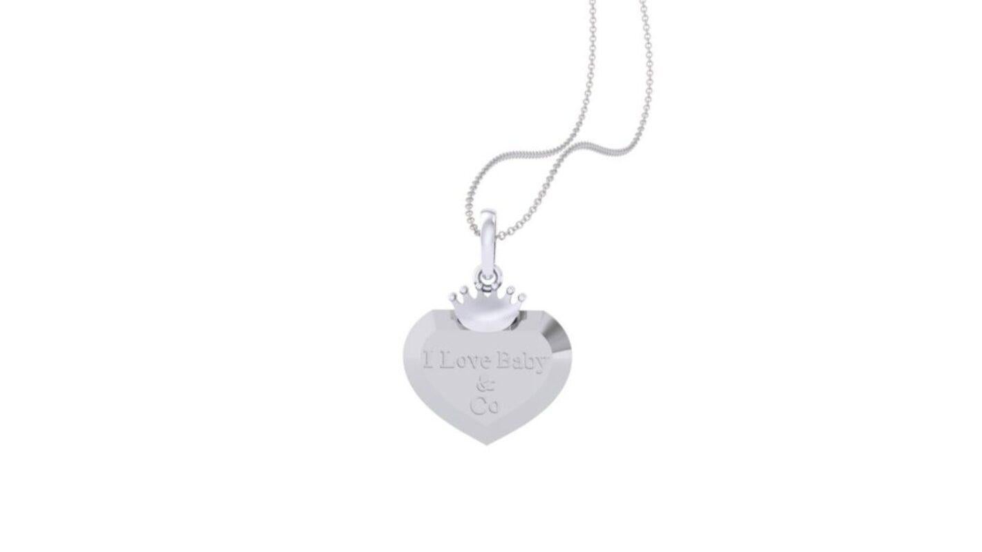 I Love Baby Kids Pendant, 18k White Gold In New Condition For Sale In Leigh-On-Sea, GB