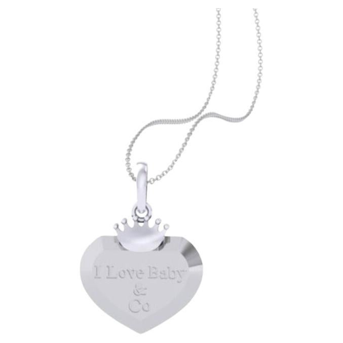 I Love Baby Kids Pendant, 18k White Gold