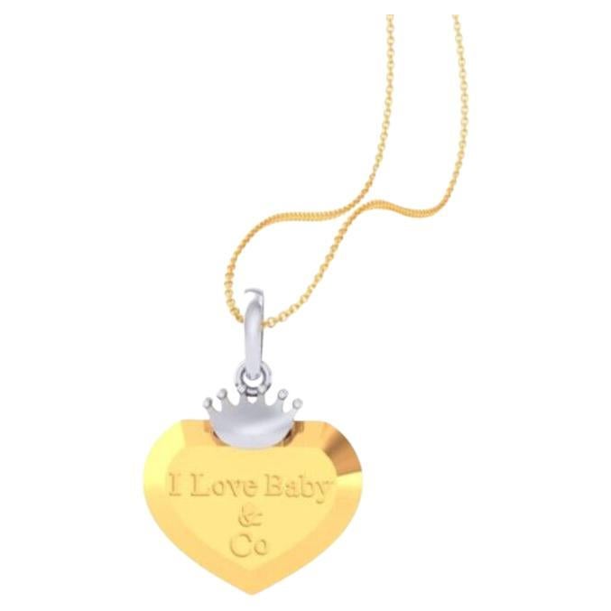Pendentif I Love Baby Kids, or blanc 18 carats, or