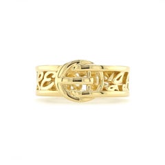 18K Yellow Gold Letter I Love Me More Buckle Ring