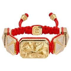 I Love Me & Mylife 3D Microsculpture in 18k Gold Bracelet with Red Cord