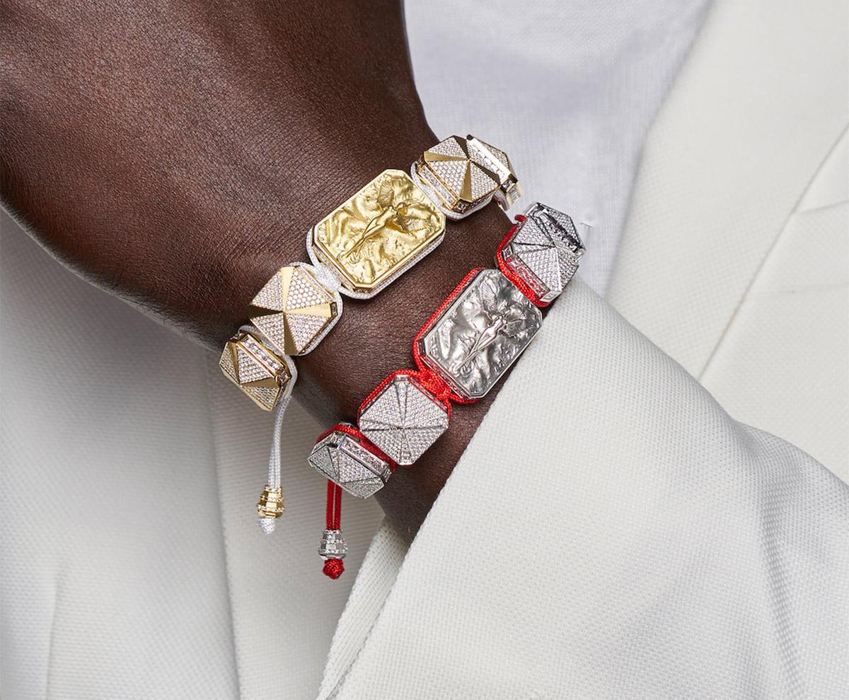 Armband aus 18 Karat Gold und Rubinen mit roter Schnur, 3D-Mikroskulptur, Diamanten im Zustand „Neu“ im Angebot in Bilbao, ES