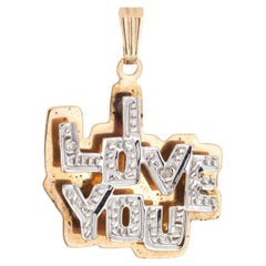 I Love You 3D-Anhänger Diamant 14k Gelbgold Vintage Charm feiner Schmuck