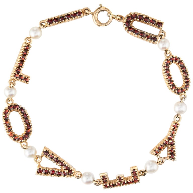 I Love You Bracelet Vintage 14 Karat Yellow Gold Bohemian