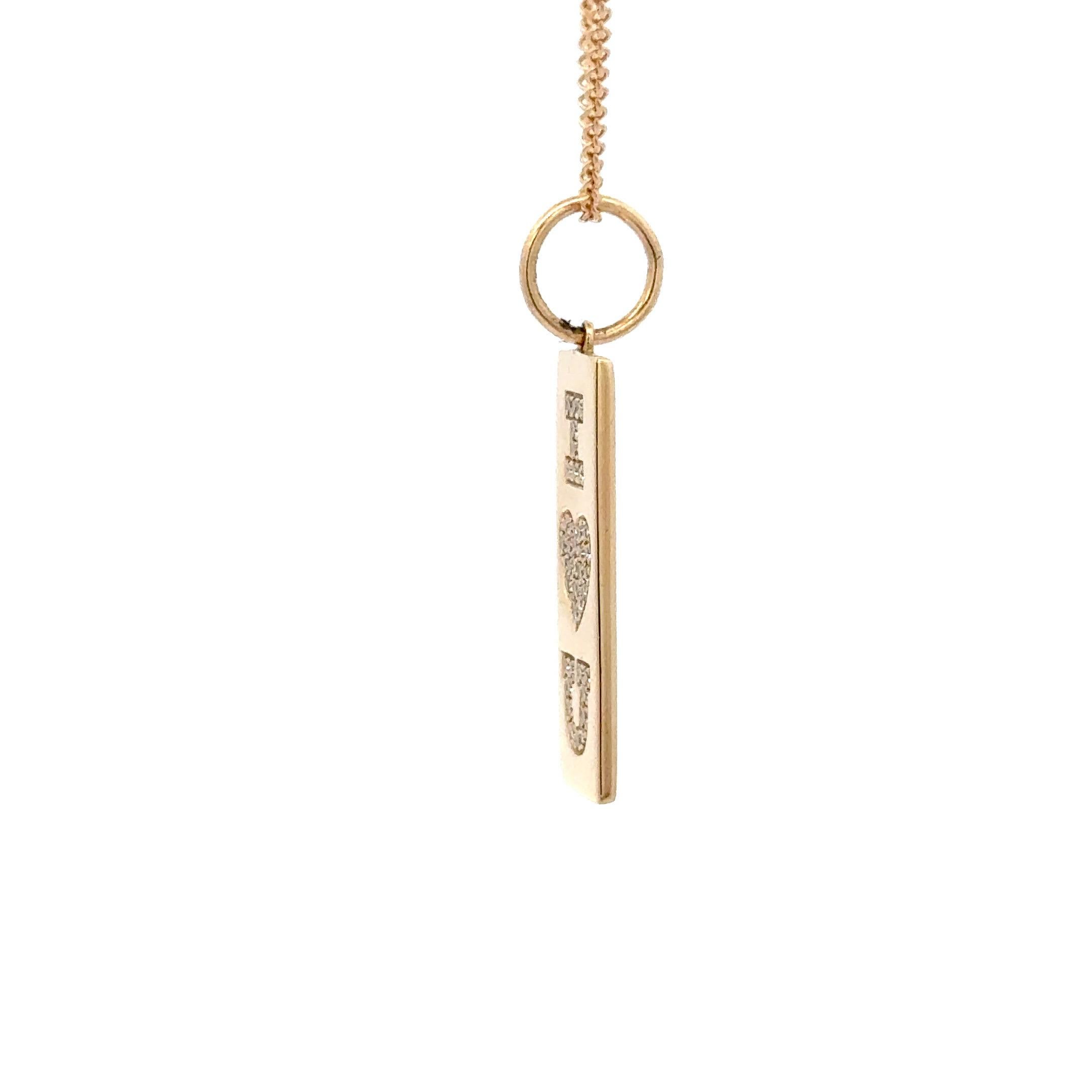 Pendentif breloque en or jaune 14 carats avec chaîne en forme de barre de chien I Love You Diamond 0,19 carats Neuf - En vente à New York, NY