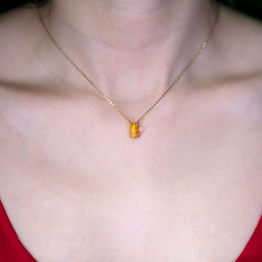 Te Quiero, Diablillo - Collar de Diamantes Ópalo de Fuego Oro Amarillo 18K Artes y manualidades en venta