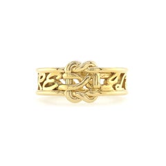 18K Yellow Gold Letter I Love You More Love Knot Ring