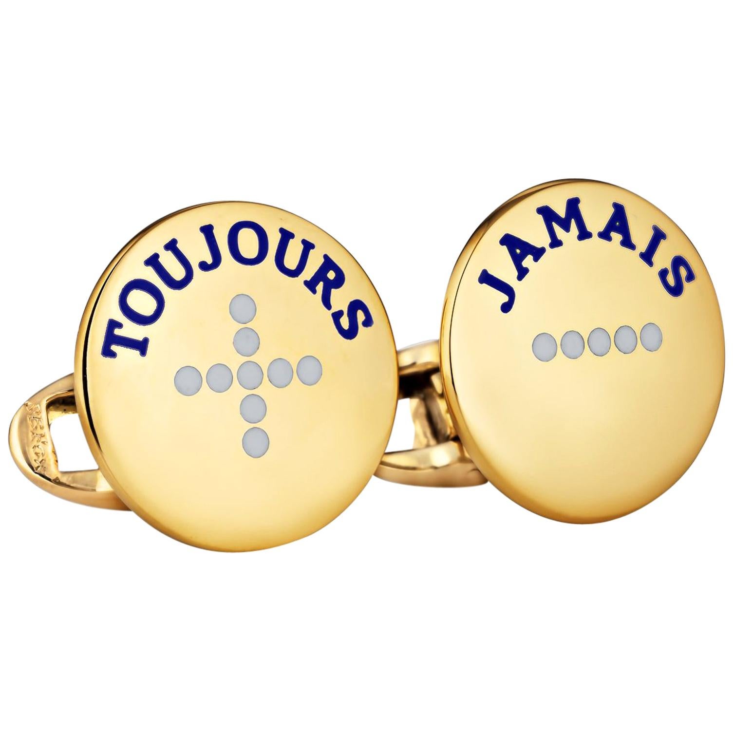 'I Love You More Today' Gold Cufflinks For Sale