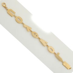 I LOVE YOU - Bracciale a maglie con pavé di diamanti in oro giallo 14 carati