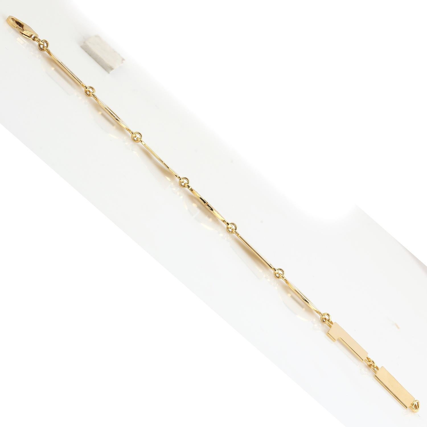 Mixed Cut I LOVE YOU Pave Diamond Link Bracelet Made In 14K Yellow Gold For Sale