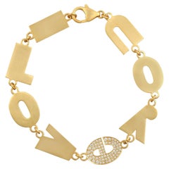 I LOVE YOU Gliederarmband aus 14 Karat Gelbgold mit Pavé-Diamanten
