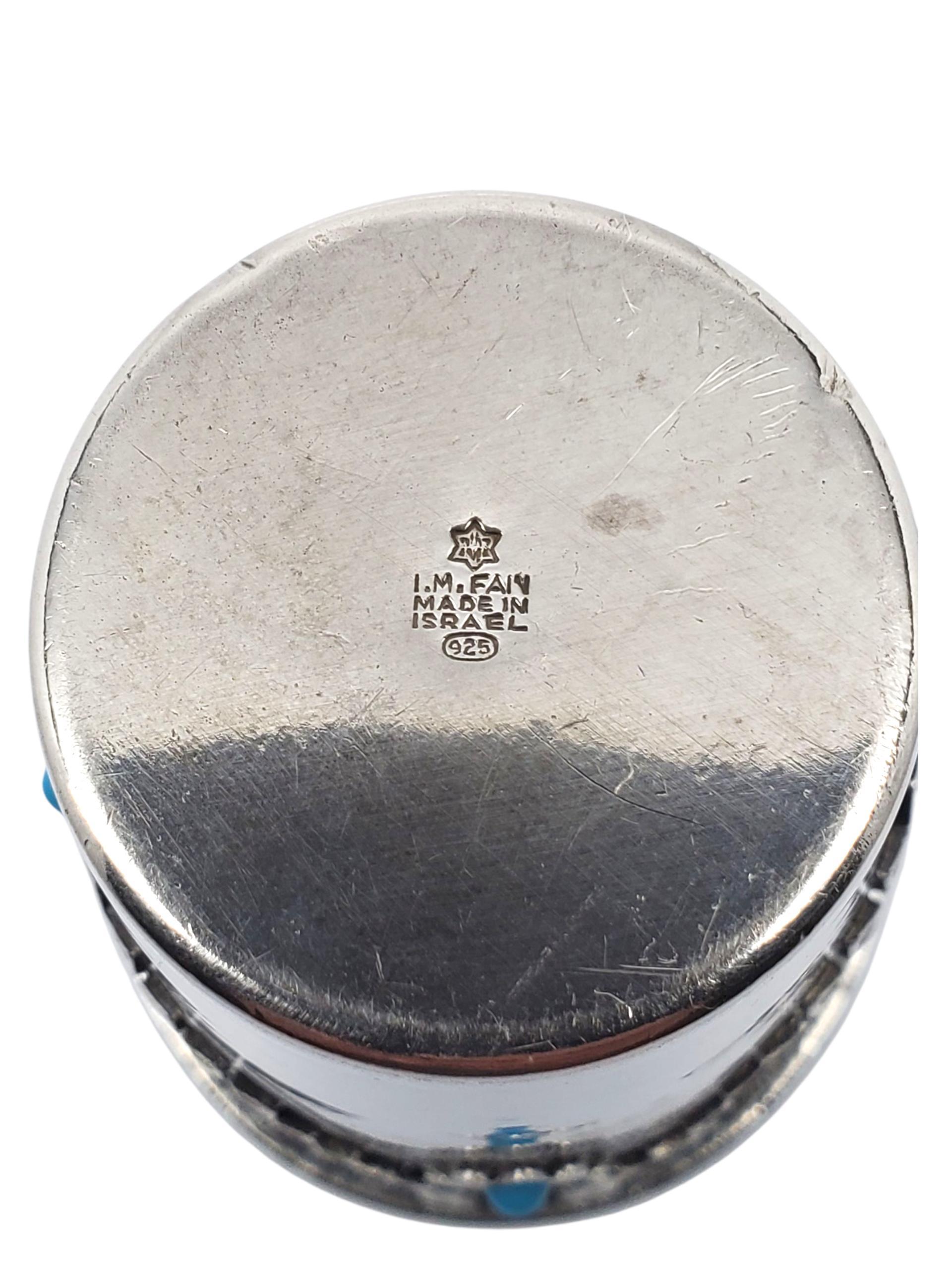 I. M. Fain Israel Sterling Silber Kiddusch-Becher #22640 (Cabochon) im Angebot