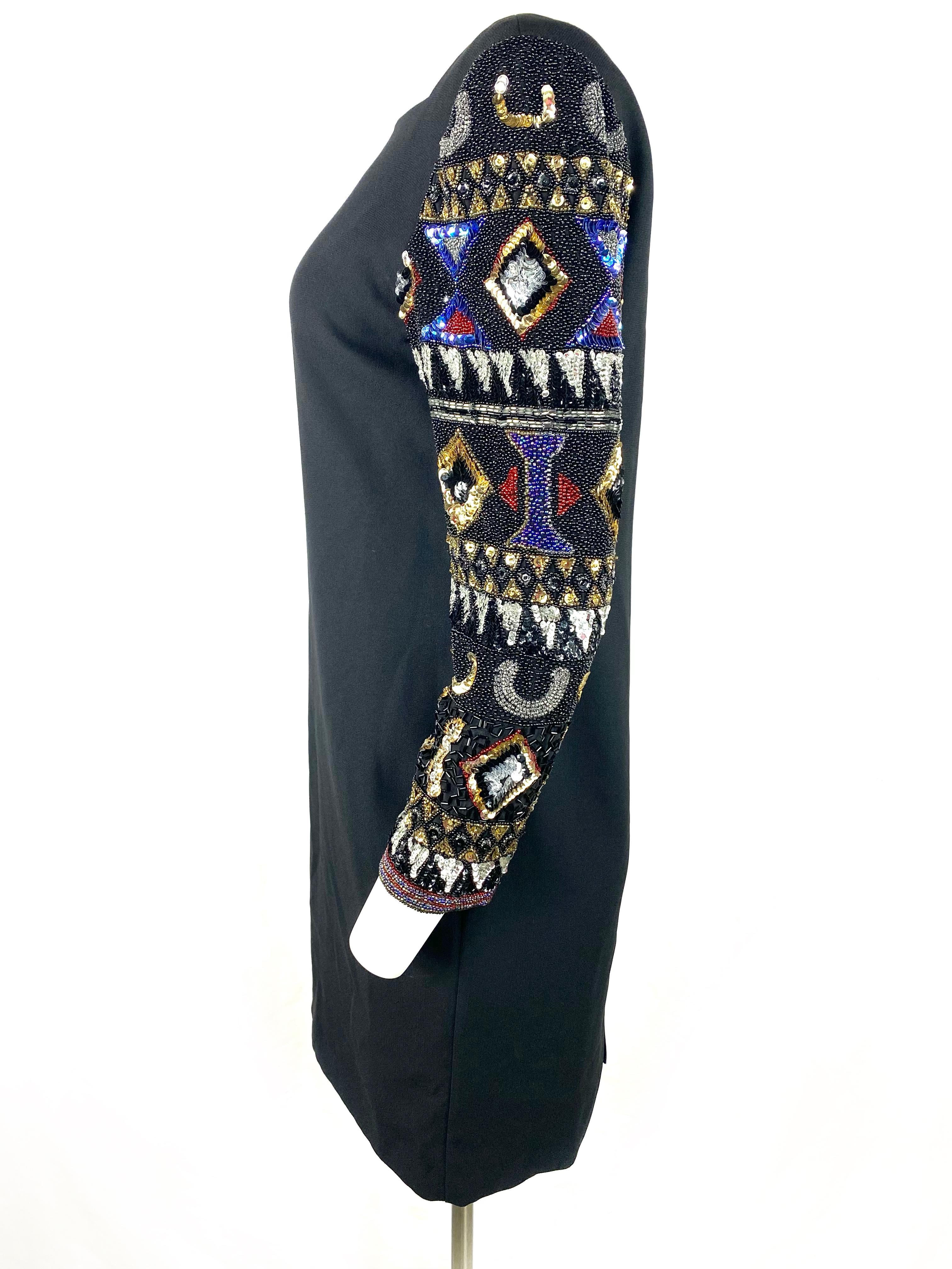 I. Magnin Black Mini Evening Dress In Excellent Condition For Sale In Beverly Hills, CA