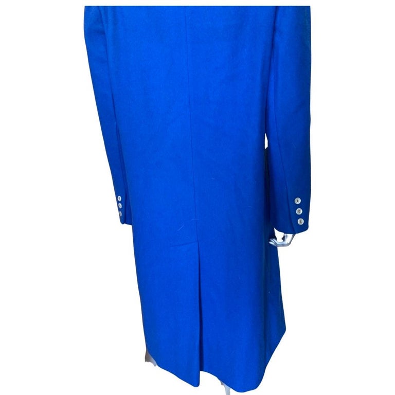 Women's I Magnin Vintage Cobalt Blue Wool Double Breasted Modern Coat Size 10/12 For Sale