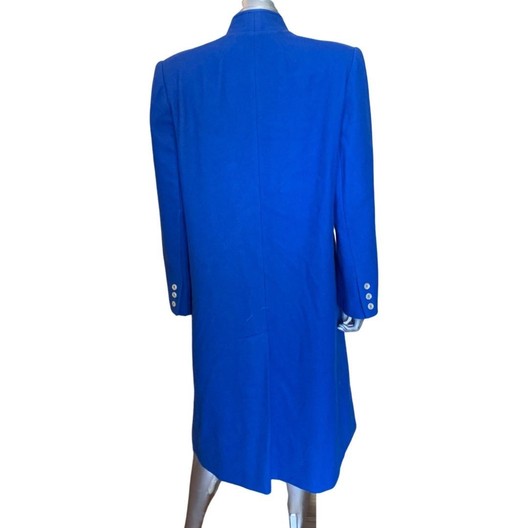 I Magnin Vintage Cobalt Blue Wool Double Breasted Modern Coat Size 10/12 For Sale 1