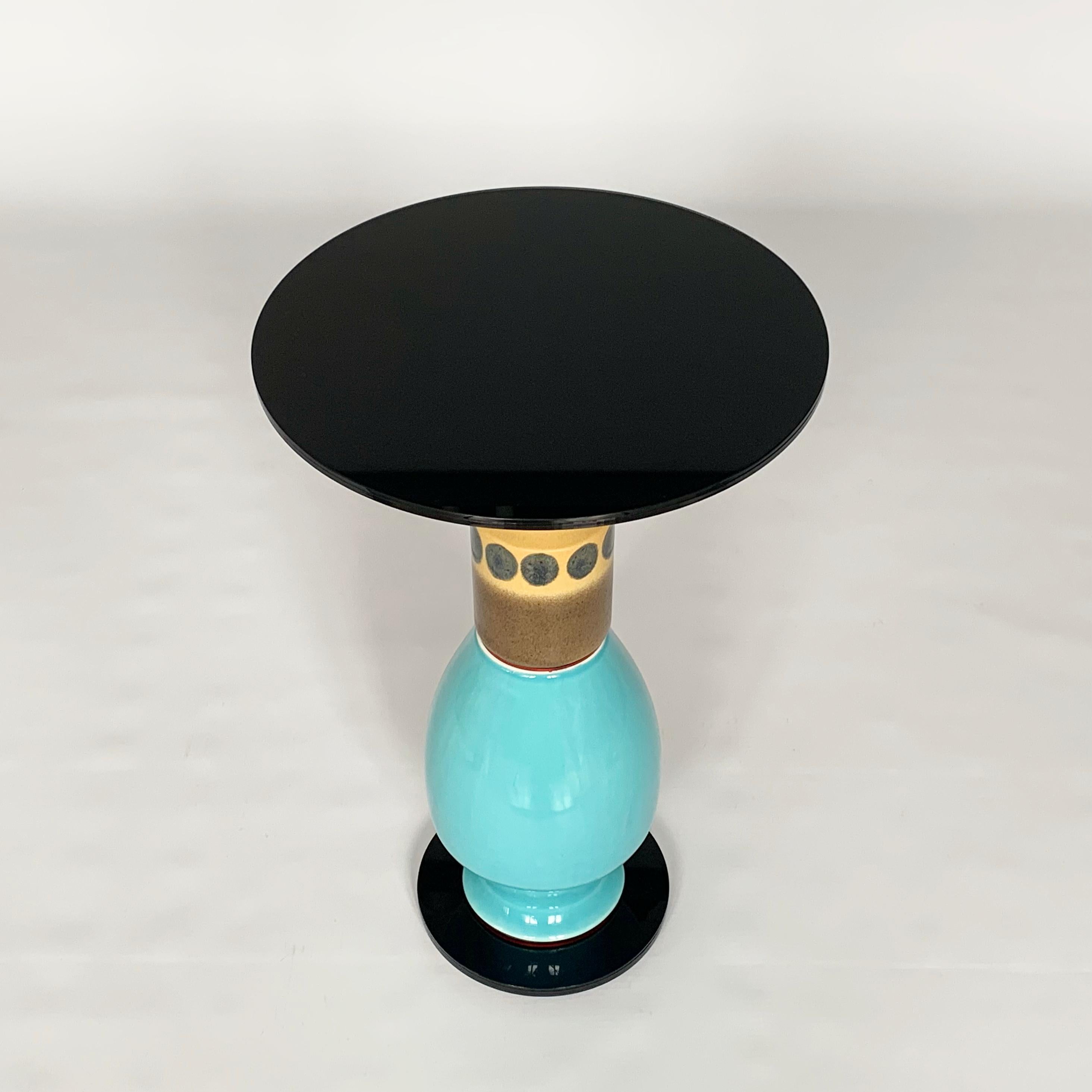 Mid-Century Modern 'i Melt with You' Vintage Side Table, Made of Clay and Glass For Sale