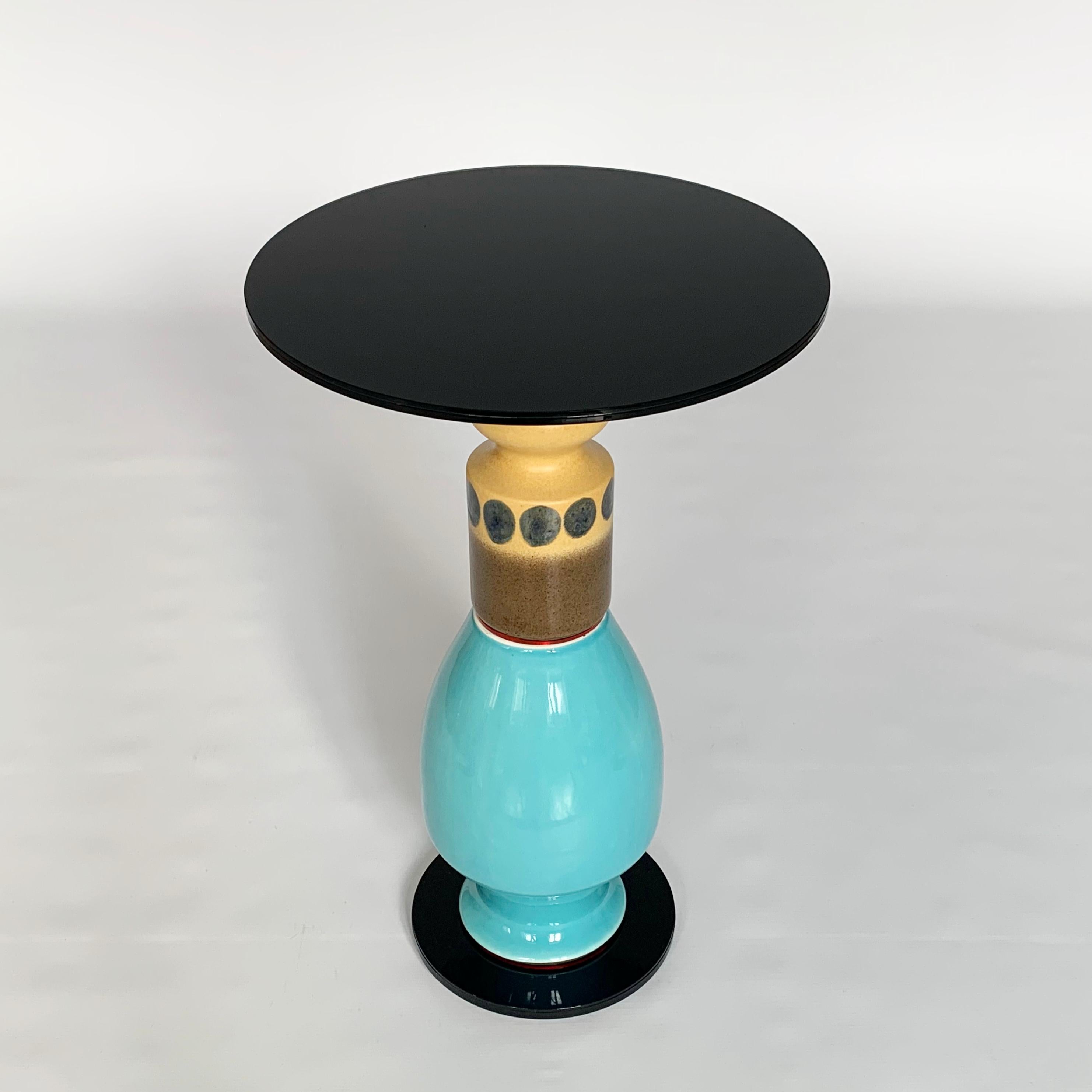 German 'i Melt with You' Vintage Side Table, Made of Clay and Glass For Sale