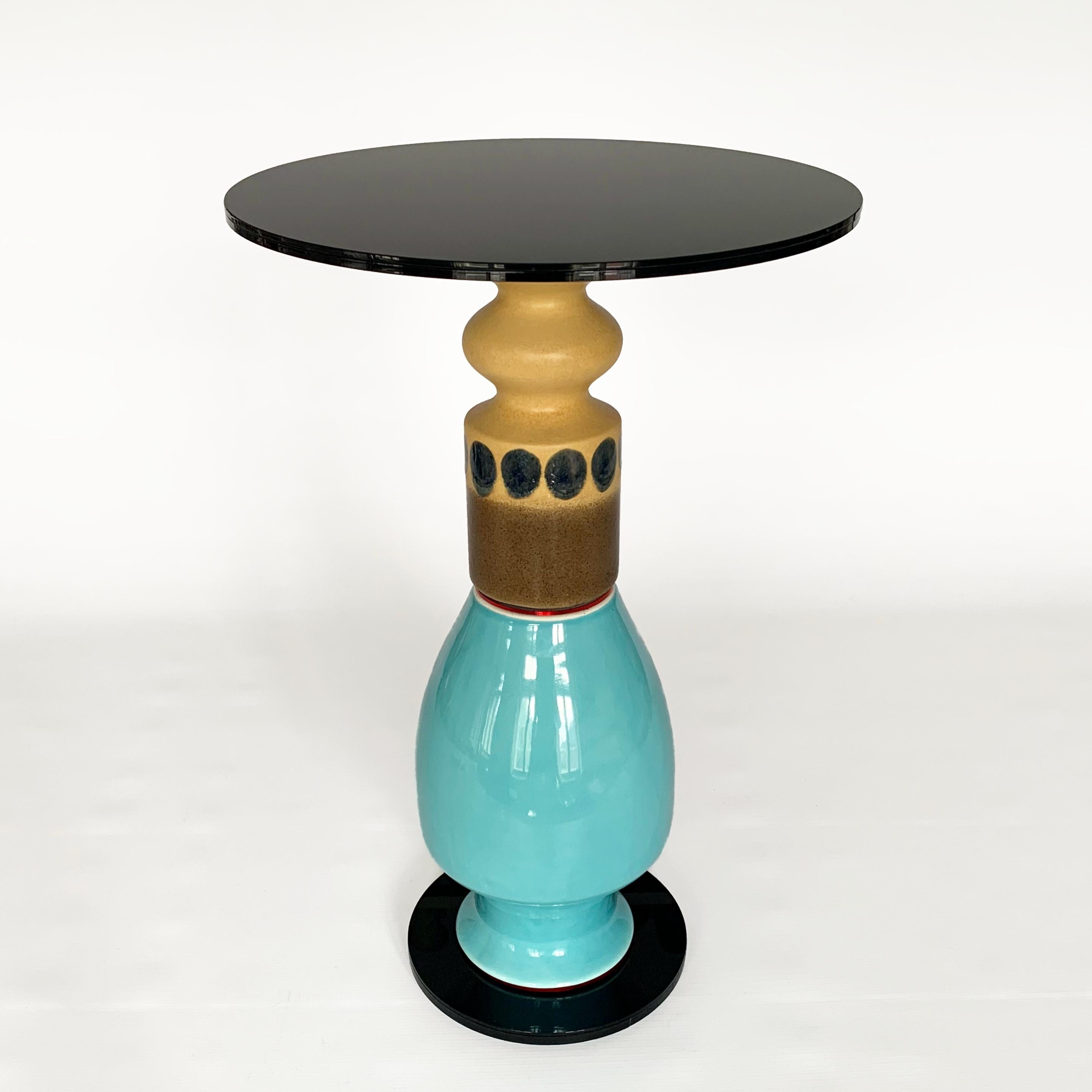 'i Melt with You' Vintage Side Table, Made of Clay and Glass In New Condition For Sale In Paris, FR