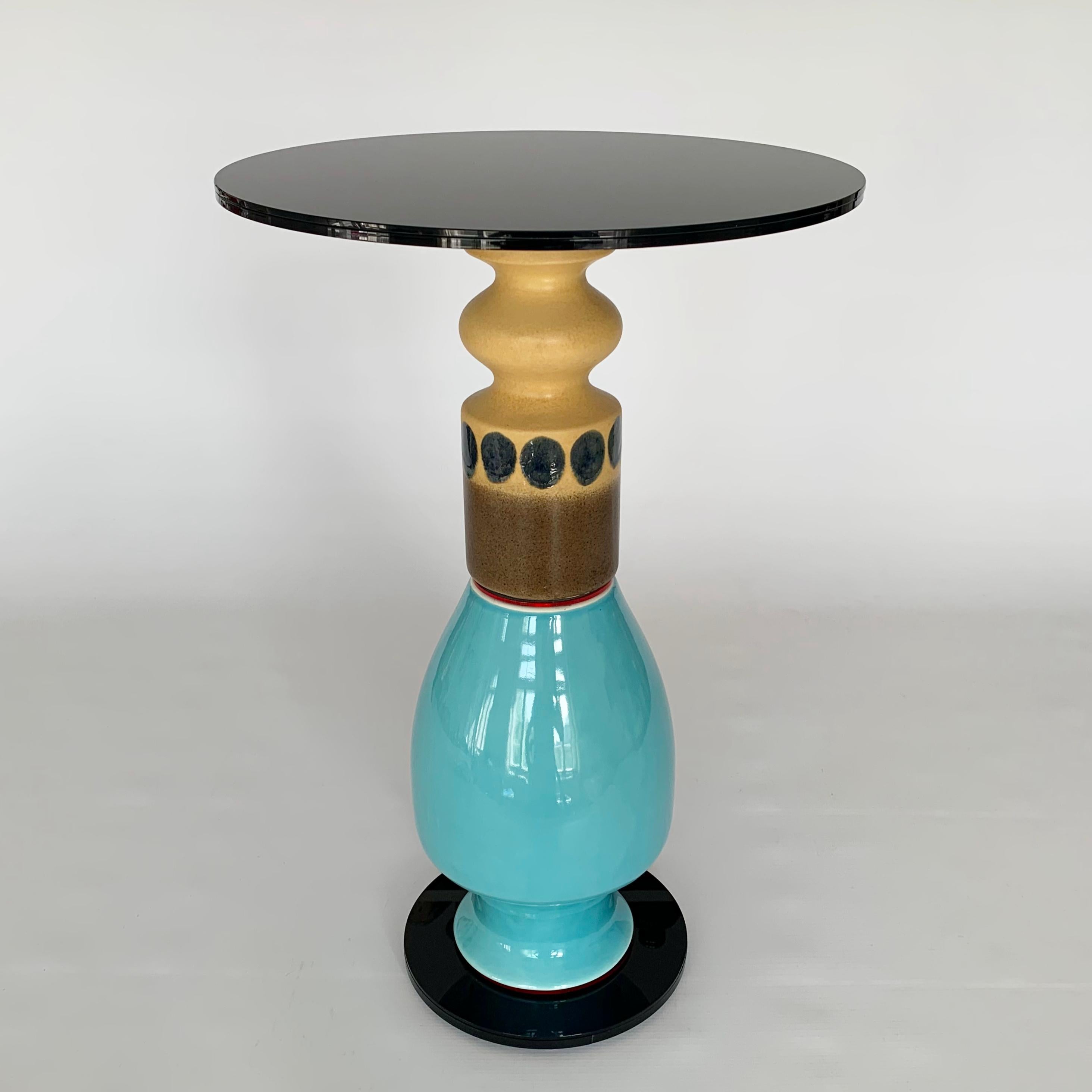 Contemporary 'i Melt with You' Vintage Side Table, Made of Clay and Glass For Sale