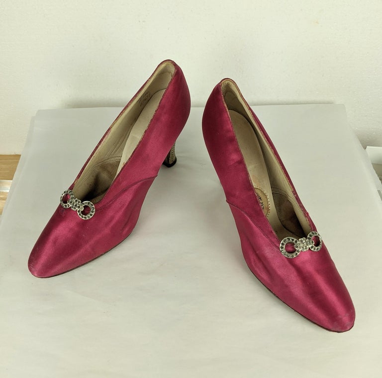 I. Miller Art Deco Flapper Shoes with Pave Heels In Good Condition For Sale In New York, NY