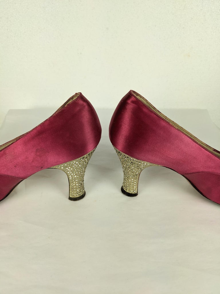 Women's I. Miller Art Deco Flapper Shoes with Pave Heels For Sale