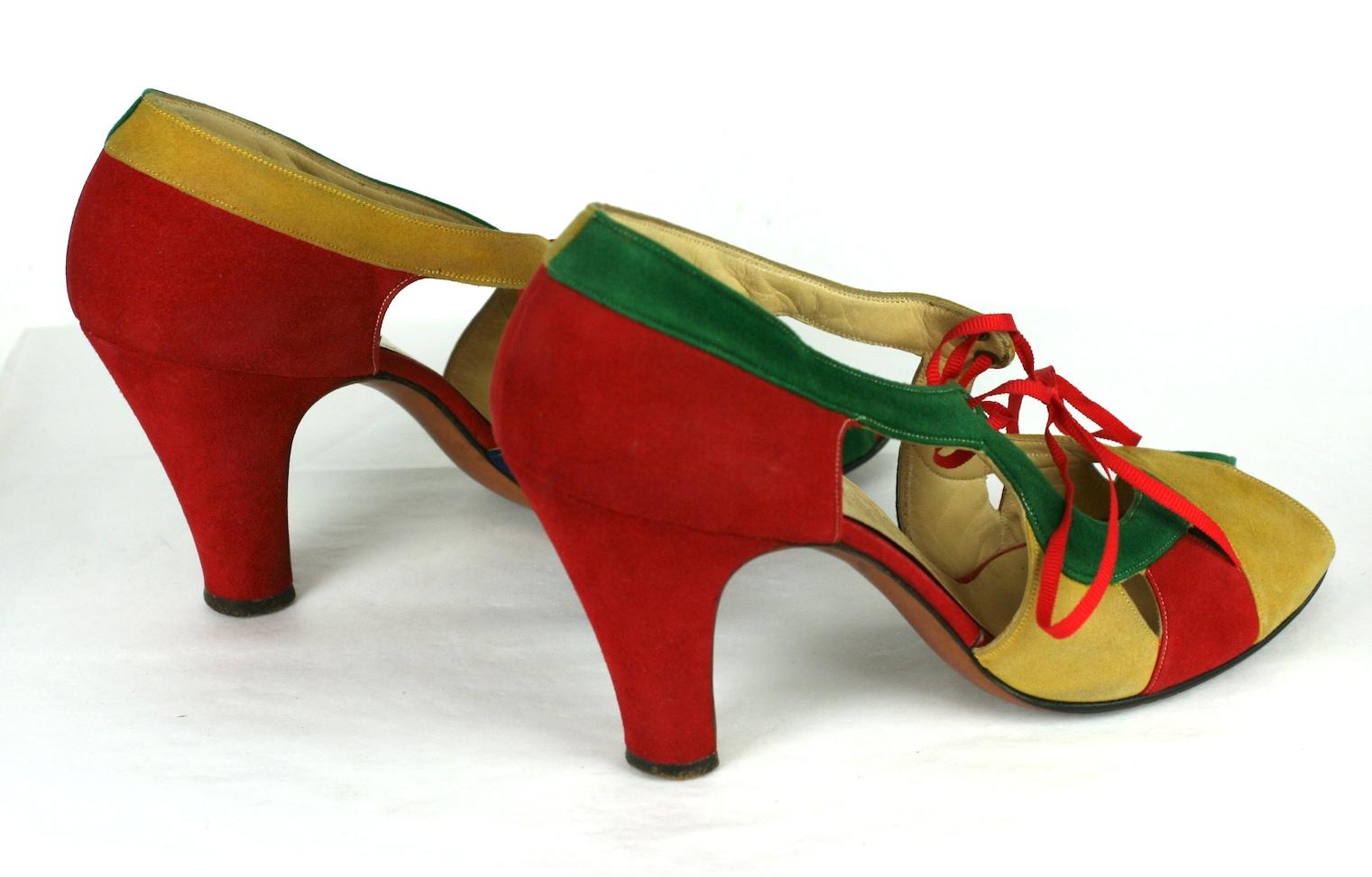 I. Miller Art Deco Schuhe aus Wildleder im Zustand „Gut“ im Angebot in New York, NY
