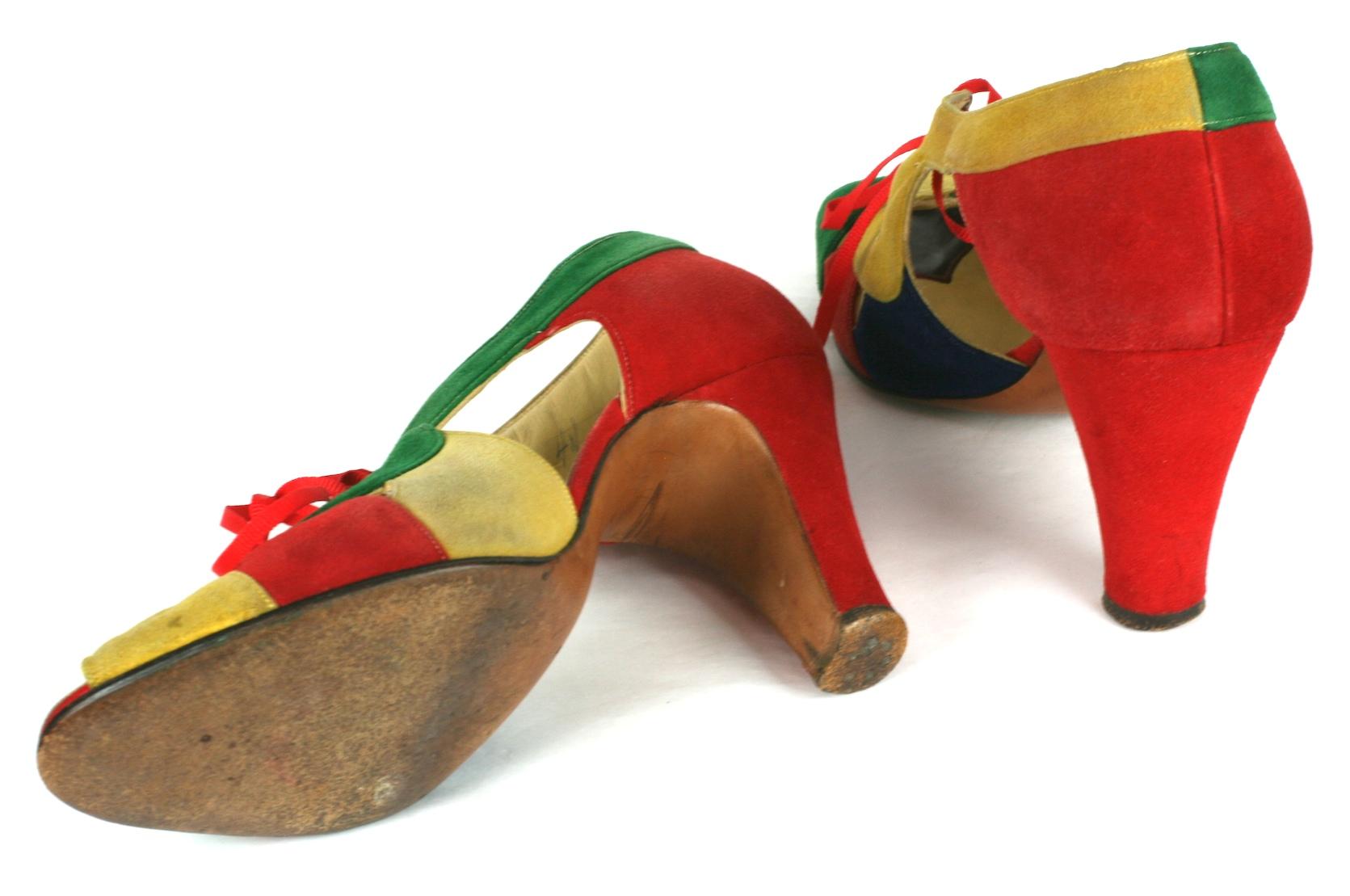 I. Miller Art Deco Schuhe aus Wildleder im Angebot 1
