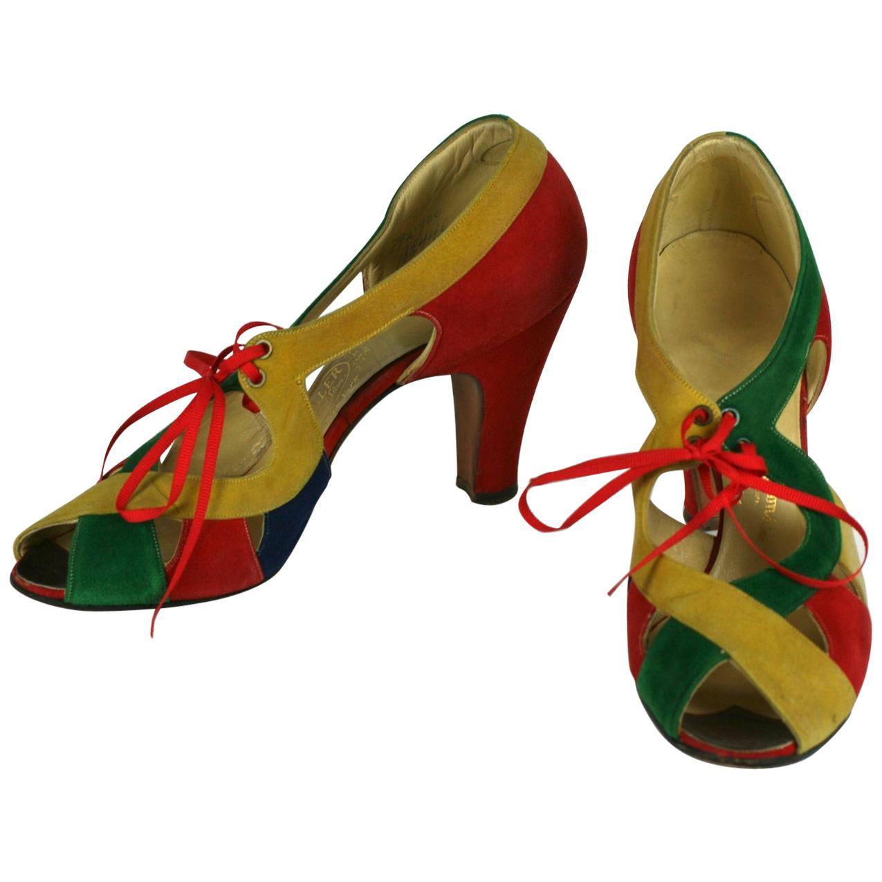 I. Miller Art Deco Schuhe aus Wildleder im Angebot
