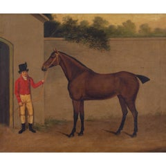 I Moore, Provincial Early 19th-Century English School, Bay Horse & Groom