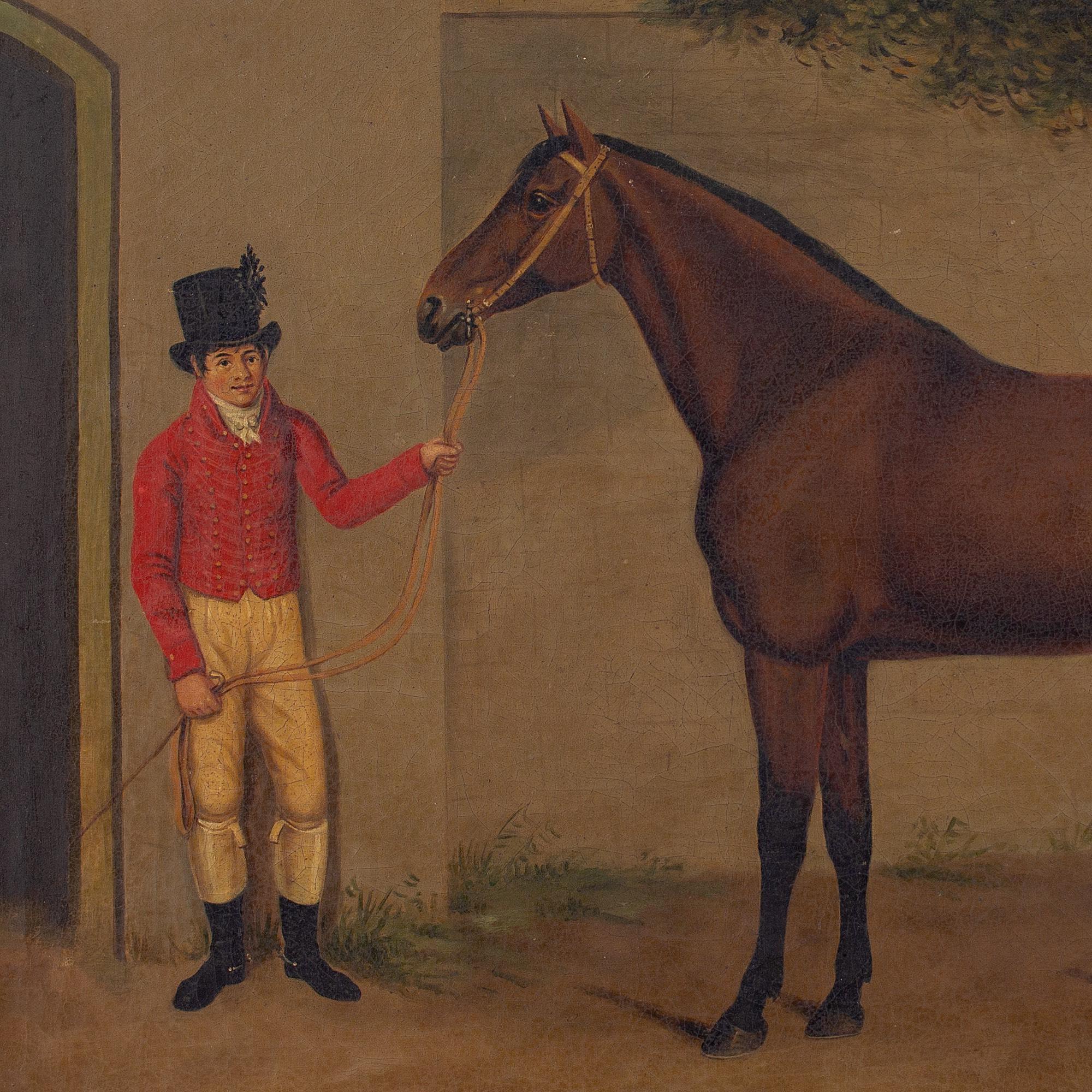 I Moore, Provincial Early 19th-Century English School, Bay Horse & Groom 1
