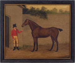 Used I Moore, Provincial Early 19th-Century English School, Bay Horse & Groom