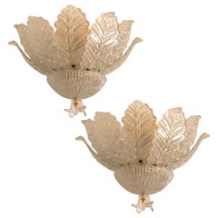 I of the 2 Flush Mounts Murano Glass Barovier & Toso, Italy