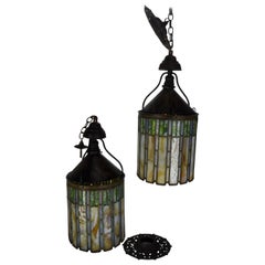 I. P. Frink Stained Glass Hanging Light Fixtures