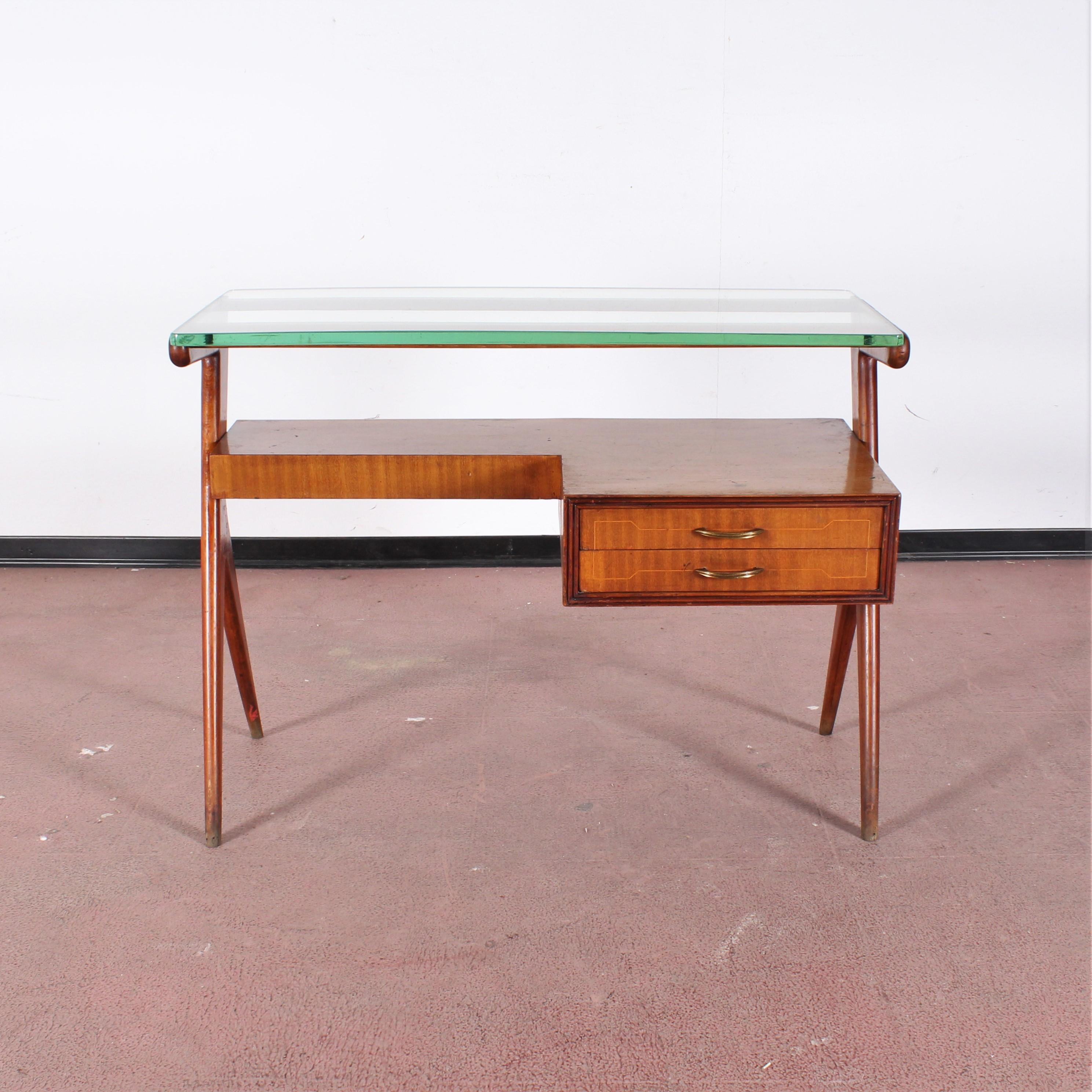 mid century glass desk