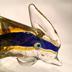 I. Pustetto 1950 Multi-Color Cock in Murano Glass with Gold Leaf