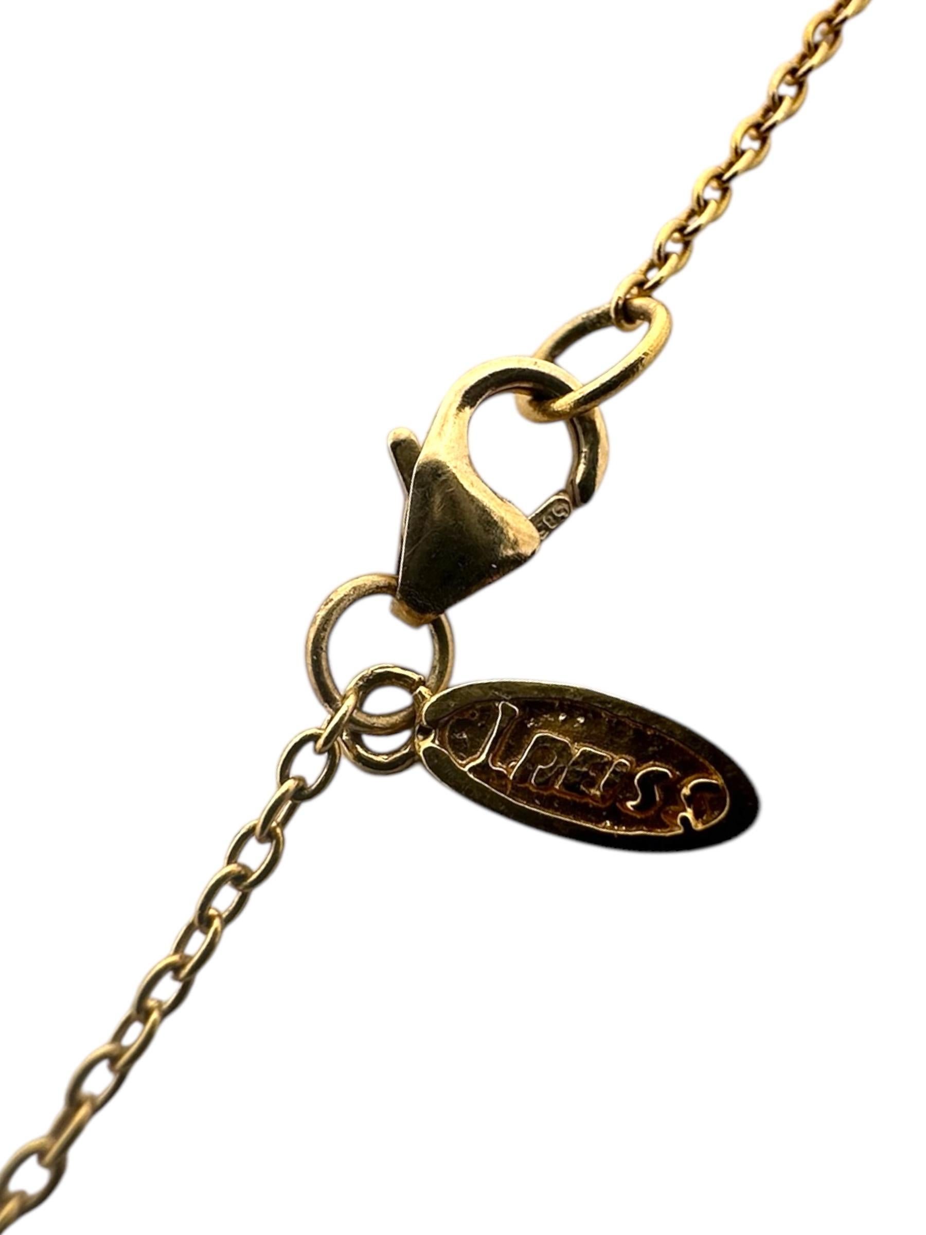 Women's I. Reiss Flower Diamond Motif 14 Karat Yellow Gold Charm Necklace For Sale