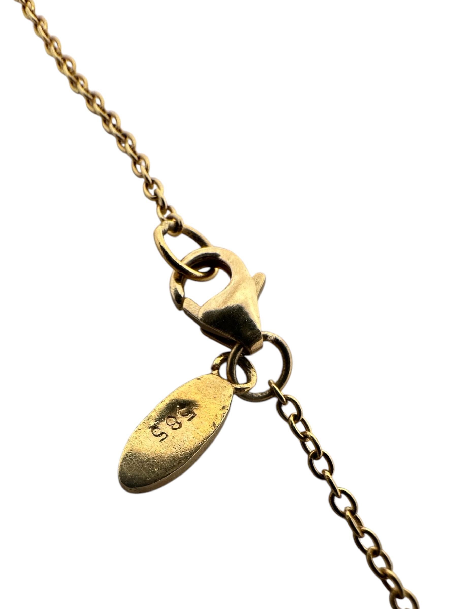 I. Reiss Flower Diamond Motif 14 Karat Yellow Gold Charm Necklace For Sale 1