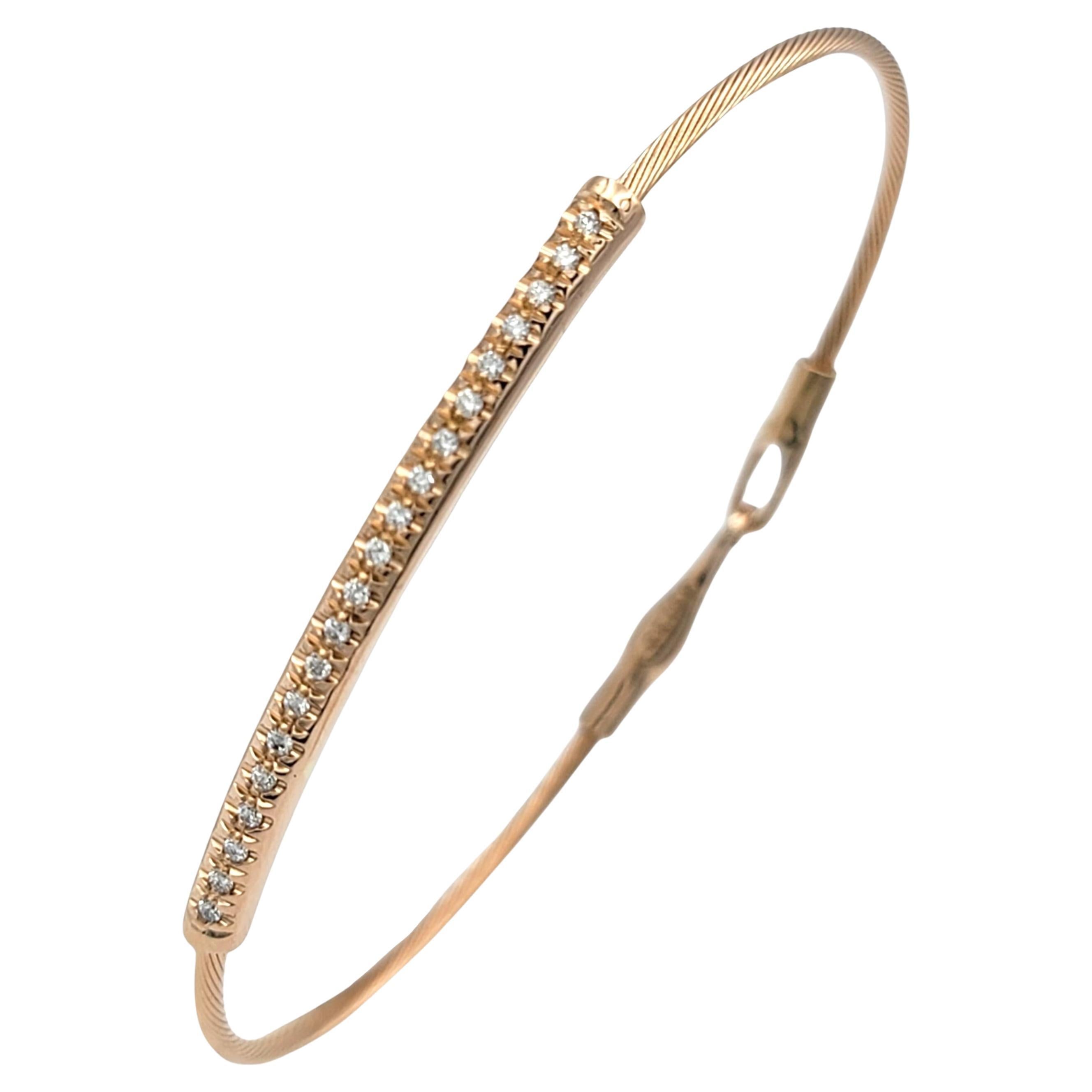 I. Reiss Pavé Diamond Bar Flexible Wire Bracelet in 14 Karat Rose Gold