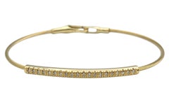 I. Reiss Pavé Diamond Bar Flexible Wire Bracelet in 14 Karat Yellow Gold