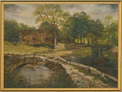 I. Rushton - Peinture à l'huile contemporaine, Bridge Over The Stream