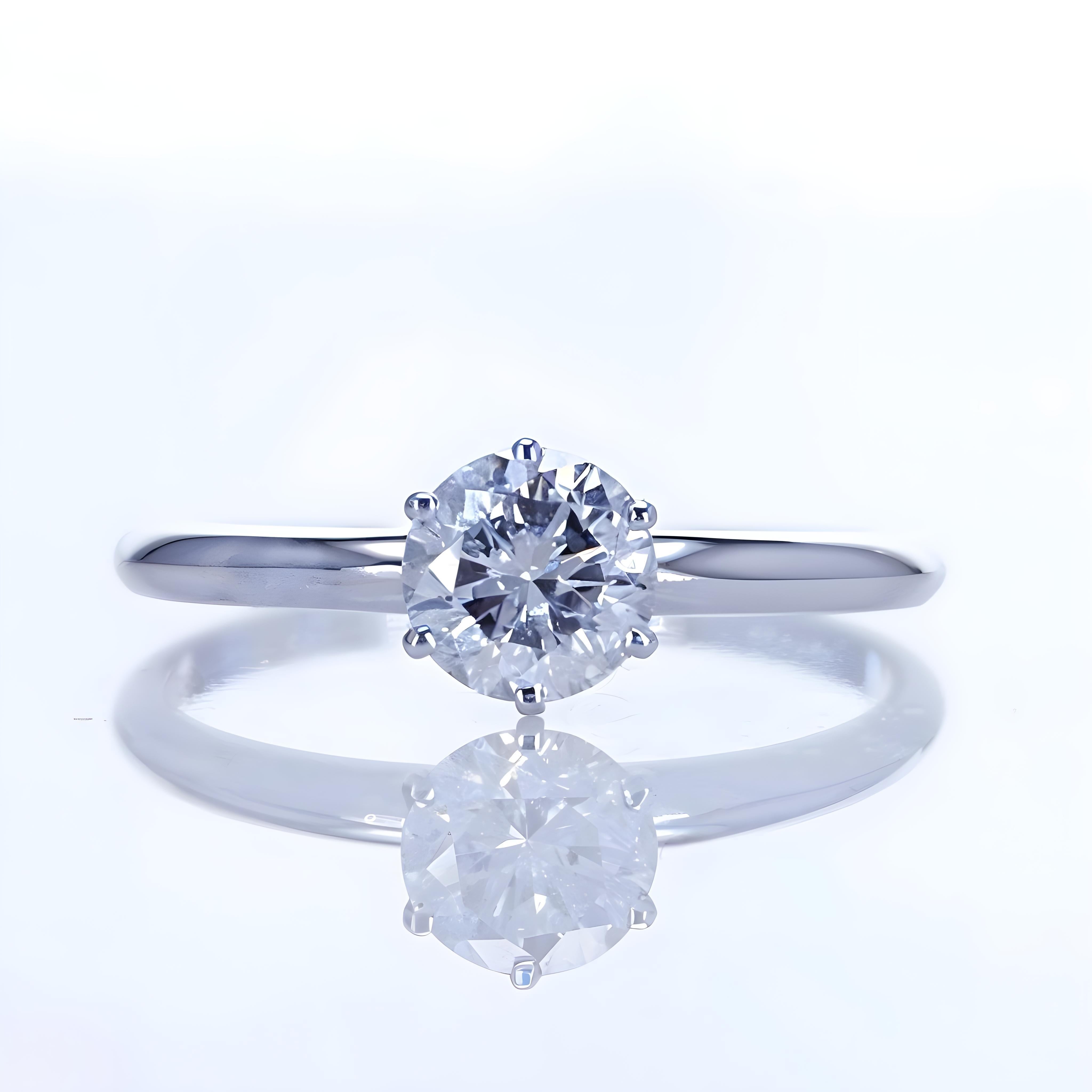 Moderne Élégante bague solitaire en or blanc 14 carats avec diamant naturel de 0,80 carat en vente