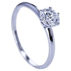 Eleg Elegance Anello solitario in oro bianco 14K con diamante naturale da 0,80 carati
